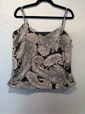 Banana Republic Black & White Paisley Silk-Blend Cami